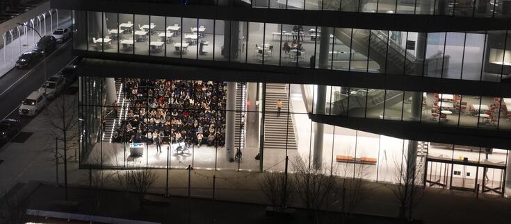 Geffen Hall outside at night